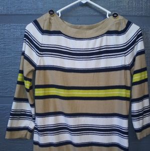 Women's Cable & Gauge striped 3/4 sleeve sweater